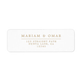 Elegant Minimalist Gold Wedding Return Address Returadress Etikett