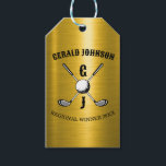 Elegant minimalist golf-monogram... presentetikett<br><div class="desc">Minimalistisk anpassad elegant golfmonogramdesign av Edward Eksi. Enkel modifiering av INITIALER och TEXTER för dina behov.</div>