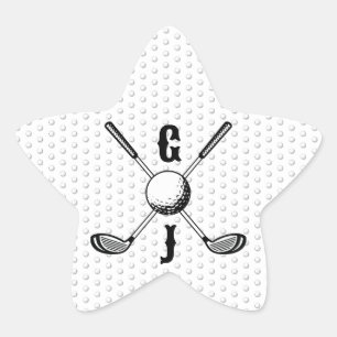 Elegant minimalist golf-monogram... stjärnformat klistermärke