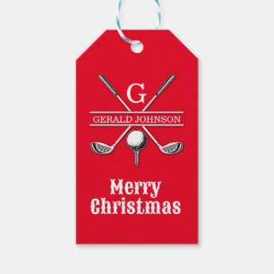 Elegant minimalist golfmonogram juldesign presentetikett