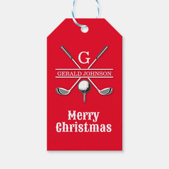 Elegant minimalist golfmonogram juldesign presentetikett (Framsidan)