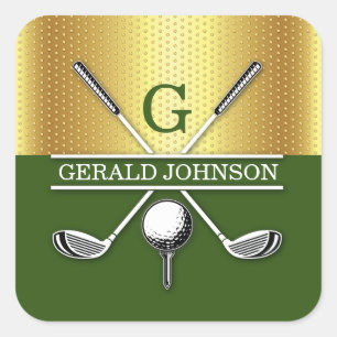 Elegant minimalist golfmonogramdesign fyrkantigt klistermärke