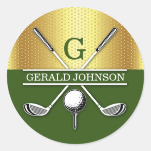 Elegant minimalist golfmonogramdesign klassisk Ro Runt Klistermärke