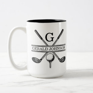 Elegant minimalist golfmonogramdesign Två-Tonad mugg