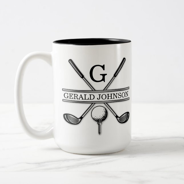 Elegant minimalist golfmonogramdesign Två-Tonad mugg (Vänster)
