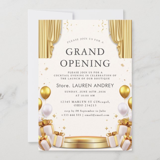 Elegant Minimalist Grand Opening Invitation Inbjudningar (Framsida)