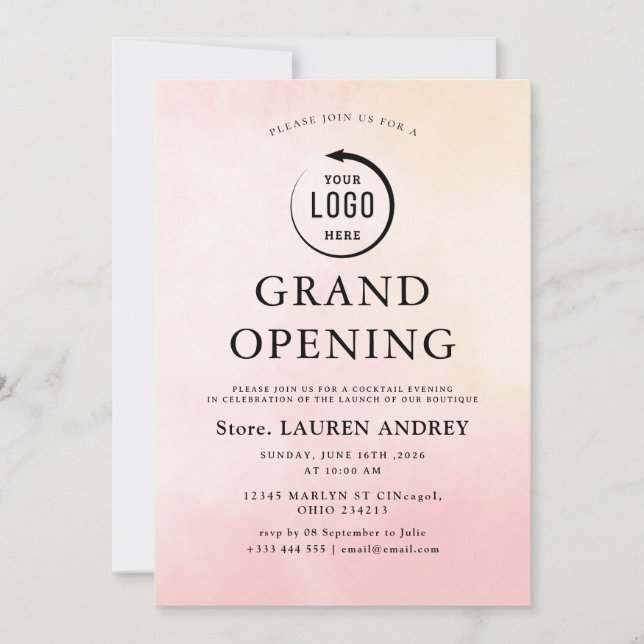 Elegant Minimalist Grand Opening Invitation Inbjudningar (Framsida)