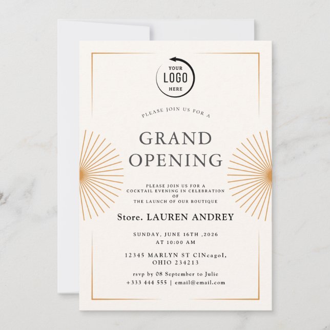 Elegant Minimalist Grand Opening Invitation Inbjudningar (Framsida)
