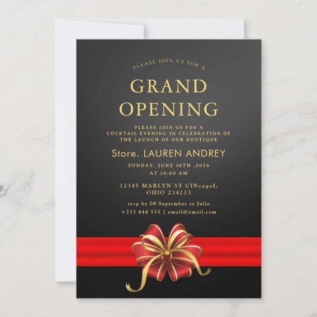 Elegant Minimalist Grand Opening Invitation Inbjudningar (Framsida)