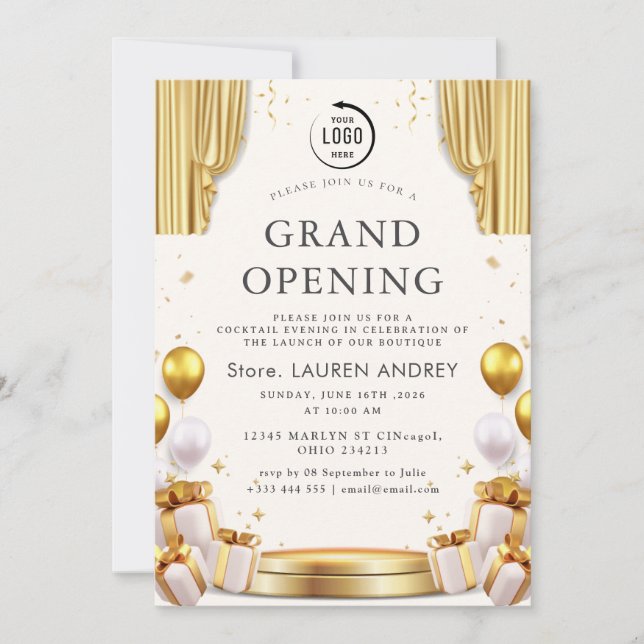Elegant Minimalist Grand Opening Invitation Inbjudningar (Framsida)