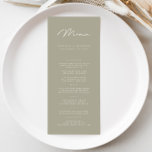 Elegant Minimalist Grått Olive Bröllop Menu Meny<br><div class="desc">Tack vare att utformningen är enkel kan den utan problem komplettera vilket tema som helst i bröllop eller dekorera stil, och skapar den till ett mångsidigt val för din speciella dag. Den skarpa typografin och eleganta utformningen skapar ett modernt och sofistikerat utseende som anger tonen för ett minnesvärt bröllop firande....</div>