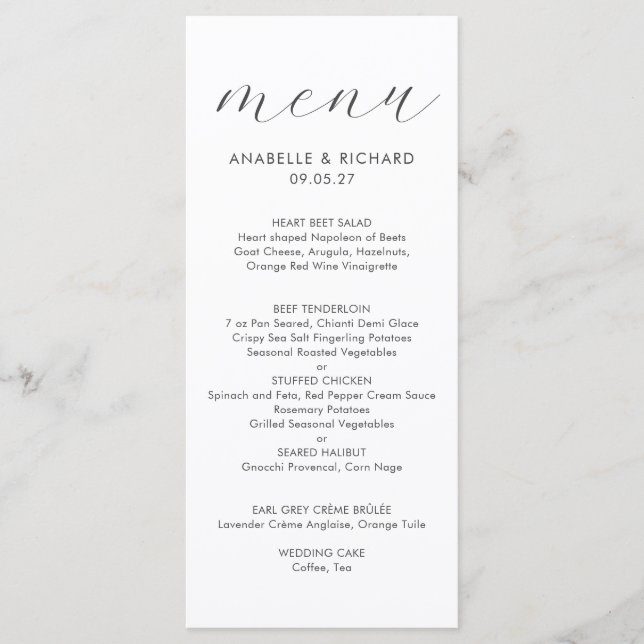 Elegant Minimalist Gray White Wedding Meny (Framsida)
