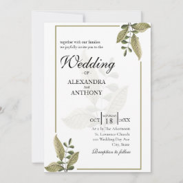 Elegant Minimalist Greenery Wedding Invitation Inbjudningar