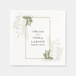 Elegant Minimalist Greenery Wedding Napkins Pappersservett