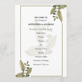 Elegant Minimalist Greenery Wedding Program