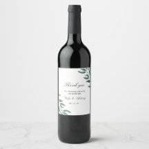 Elegant minimalist grönska bröllopsvinflaska