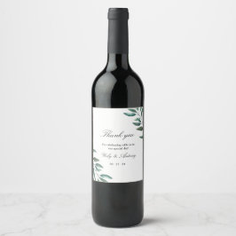 Elegant minimalist grönska bröllopsvinflaska vinflaska etikett