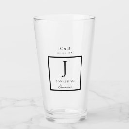 Elegant Minimalist Groomsman Monogram-skript Glaskopp