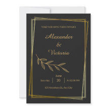 Elegant minimalist guld bröllopsinbjudan