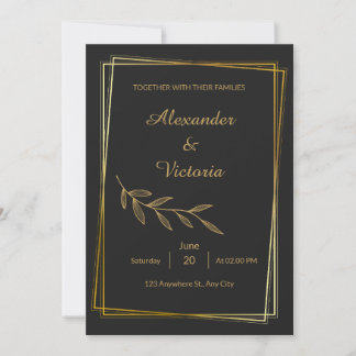 Elegant minimalist guld bröllopsinbjudan inbjudningar