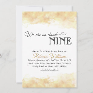 Elegant minimalist Guld Cloud 9 Nine Baby Shower Inbjudningar