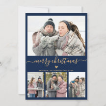 Elegant Minimalist Guld och marin 4 Fotojul