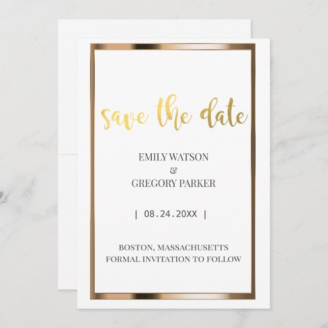 Elegant minimalist guld spara datumet (Fram/baksida)