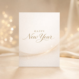 Elegant minimalist guldskrift Gott Nytt År Helgkort