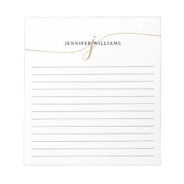 Elegant minimalist guldskrift monogram med linje anteckningsblock