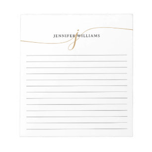 Elegant minimalist guldskrift monogram med linje anteckningsblock