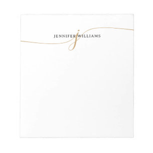 Elegant minimalist guldskriftmonogram anteckningsblock