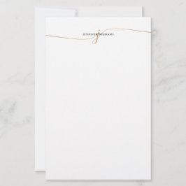 Elegant minimalist gyllene skript monogram brevpapper