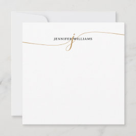 Elegant minimalist gyllene skriptmonogram fyrkant anteckningskort