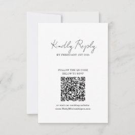 Elegant minimalist handskriven bröllops QR-kod OSA Kort