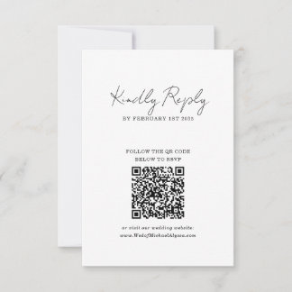 Elegant minimalist handskriven bröllops QR-kod OSA Kort