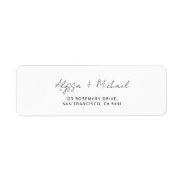 Elegant minimalist handskriven bröllopsadress returadress etikett