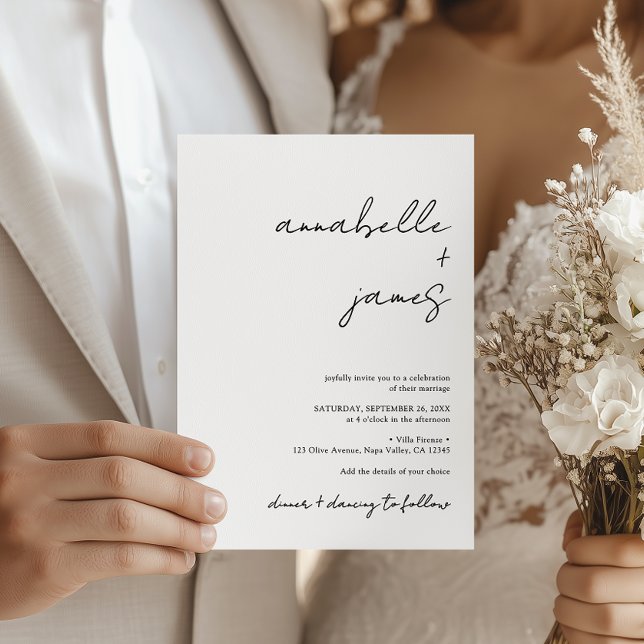 Elegant minimalist handskriven script bröllop inbjudningar (Skapare uppladdad)