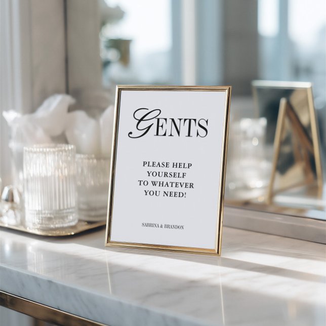 Elegant minimalist herrtoalett korgskylt inbjudningar (Elegant Minimalist Gents Bathroom Basket Sign)