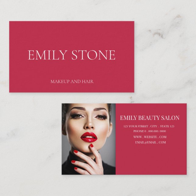 Elegant Minimalist Hot Pink Professional photo Visitkort (Fram/baksida)