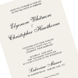 Elegant Minimalist Ivory Calligraphy Wedding Inbjudningar