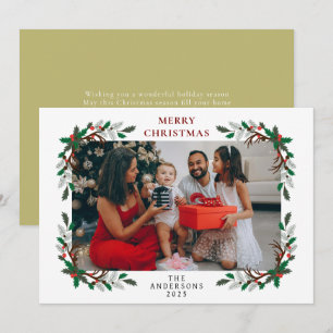 Elegant minimalist julbär jul familj julkort