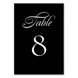 Elegant minimalist kalligrafi Svart bröllop Bordsnummer