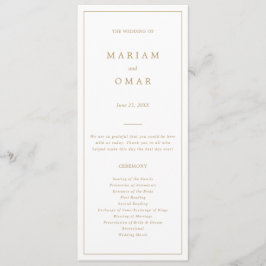 Elegant minimalist kant guld bröllop program