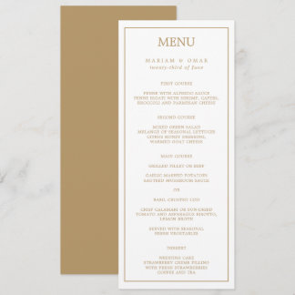 Elegant minimalist kant guld bröllopsmiddag meny