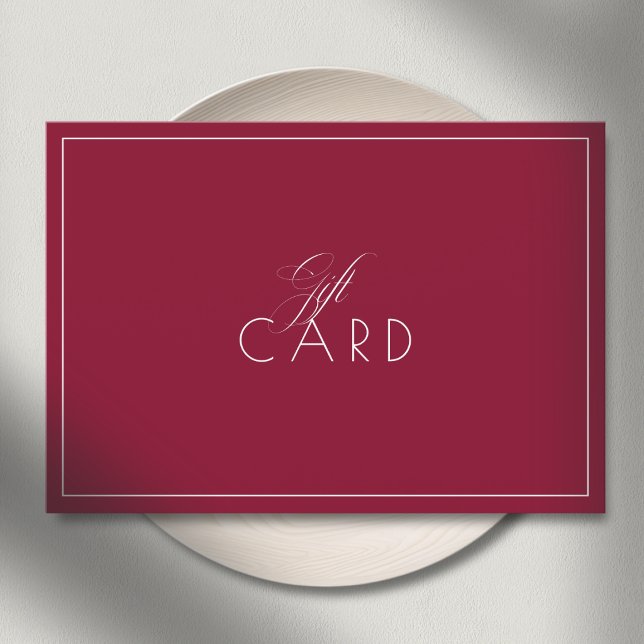 Elegant minimalist kant röd presentkort  (Elegant Minimalist Border Red Burgund Gift Certificate)