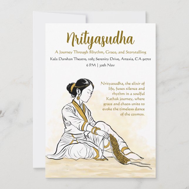 Elegant minimalist Kathak-dansprograminbjudan Inbjudningar (Framsida)