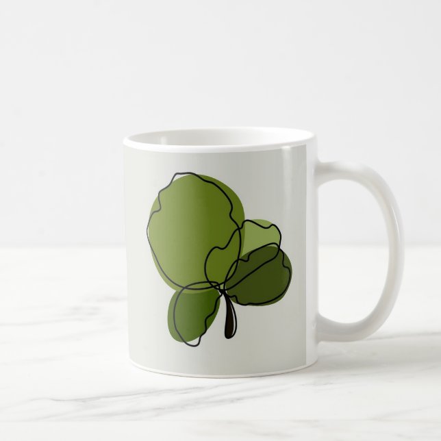Elegant Minimalist Klöver Löv Art Kaffemugg (Höger)