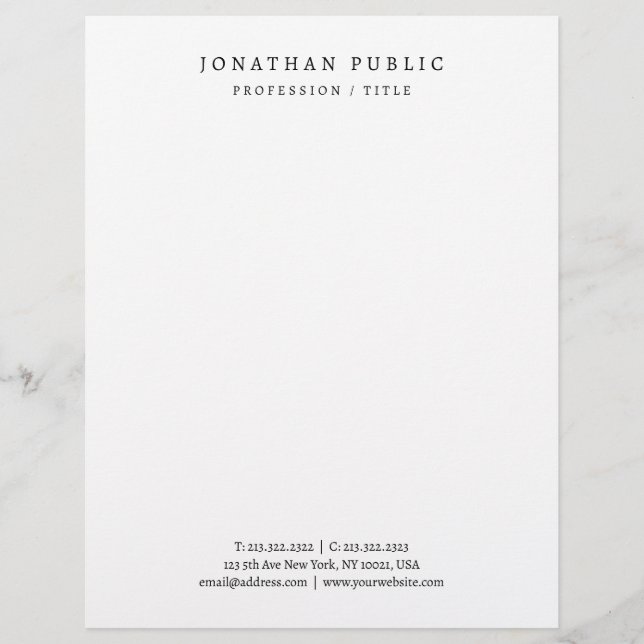 Elegant Minimalist Letterhead Black And White Brevhuvud (Framsida)