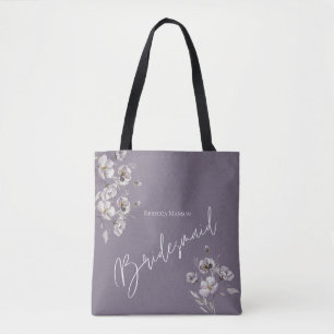 Elegant minimalist lila akvarell brudtärna tygkasse