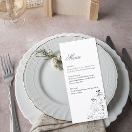 Elegant Minimalist Lily Floral Wedding Menu Card Meny